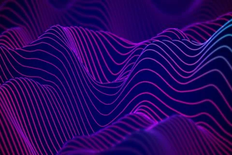 3D Sound waves. Big data abstract visualization. Stock Illustration