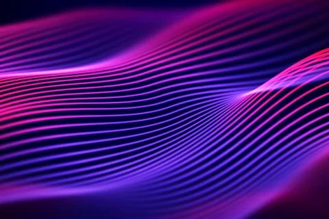 3D Sound waves. Big data abstract visualization. Stock Illustration