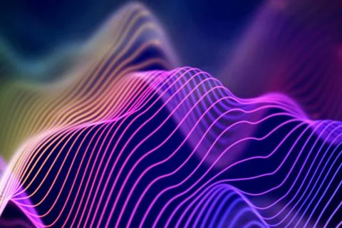 3D Sound waves. Big data abstract visualization. Stock Illustration