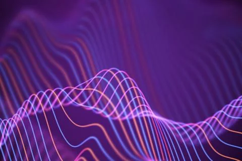 3D Sound waves. Big data abstract visualization. Stock Illustration