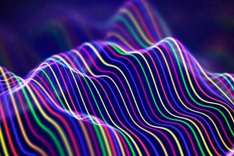 3D Sound waves. Big data abstract visualization. Illustrazione stock