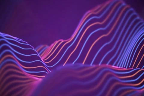 3D Sound waves. Big data abstract visualization. Stock Illustration