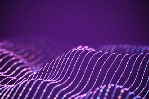 3D Sound waves with colored dots. Big data abstract visualization. イラスト素材