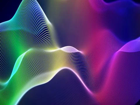 3D Sound waves, visual audio equalizer. Big data abstract visualization. Illustrazione stock