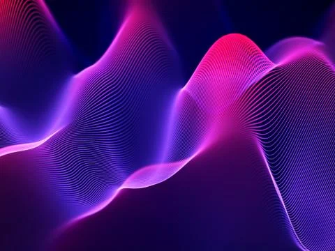 3D Sound waves, visual audio equalizer. Big data abstract visualization. Stock Illustration
