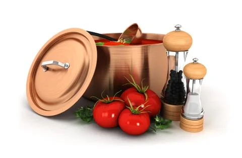 3d soup with ingredient Illustrazione stock