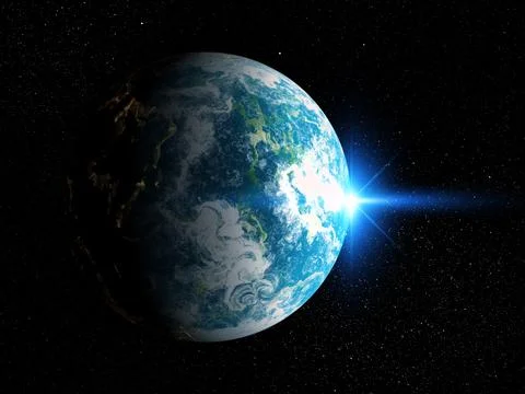 3D space background with fictional planet Stock Illustration