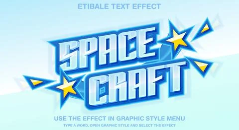 3D Space Craft text effect editable Illustrazione stock