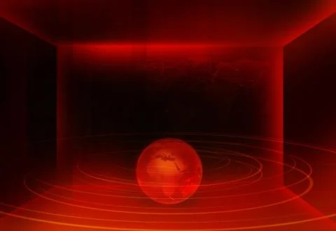 3D space with earth globe and round circles concept series Stock-Illustration