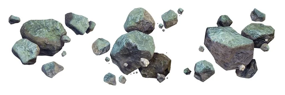 3D space falling meteorite, galaxy realistic stone render, flying asteroid Illustrazione stock