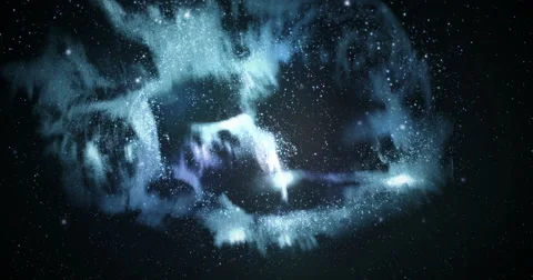 3D Space Flight Around Blue Frozen Nebula in Space Full 4K Stock Footage 56351376