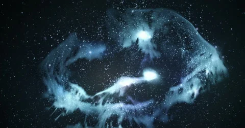 3D Space Flight Around Blue Frozen Nebula in Space Full 4K Loop Stock Footage 56354234