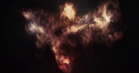 3d Space Flight Around Fiery Phoenix Nebula 4k Stock Footage 47375944