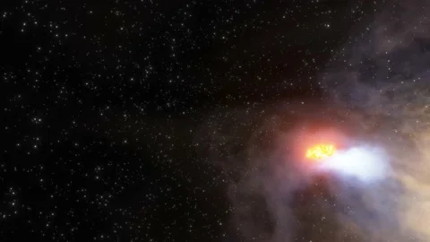3d Space flight around nebula in space against bright stars Asteroids, comets Stock Footage 169222525