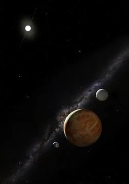 3d space with planets on the black background Stock Illustration