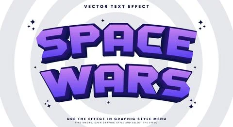 3d Space Wars Cartoon Editable Text Effect Illustrazione stock