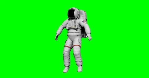 3D spaceman animation on green background. 3D render. Stock Footage 200960997