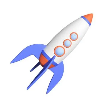 3d spaceship isolated on white. Rocket launch Stock Illustration