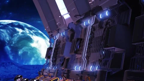 3D spaceship motion graphic features a futuristic spacecraft Stock Footage 304487914