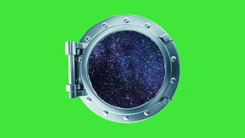 3d Spaceship window on green screen , galaxy view Video stock 154048870