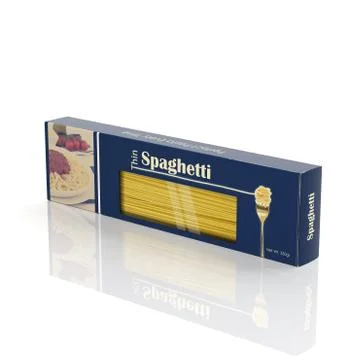 3D Spaghetti paper package isolated on white Stock Illustration