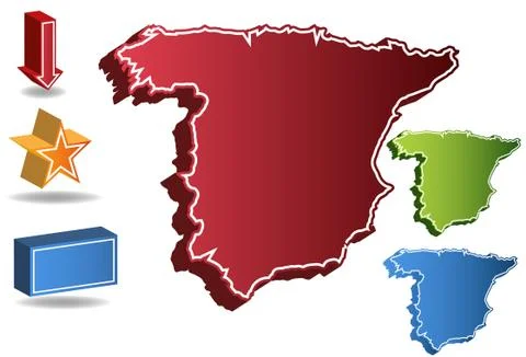 3d spain country map Stock Illustration