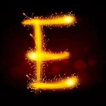 3d sparkler firework letter E Illustrazione stock