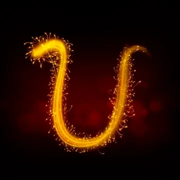 3d sparkler firework letter U Illustrazione stock