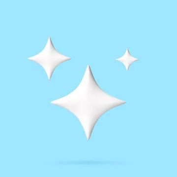 3D sparkles icon, glossy star shape Stock Illustration