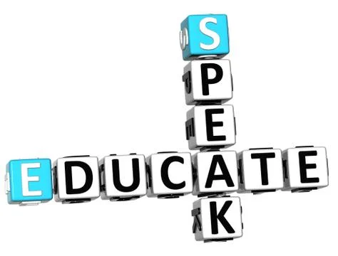 3d speak educate crossword Stock Illustration