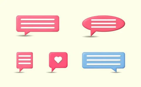 3d speak message text speech bubbles set Stock Illustration