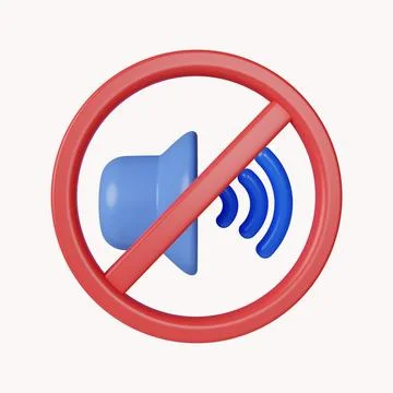 3d Speaker mute icon. No sound. icon isolated on white background. 3d rendering Stock Illustration