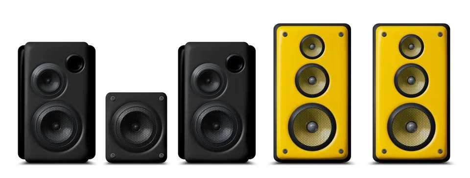 3D speaker realistic vector, music sound equipment Stock Illustration