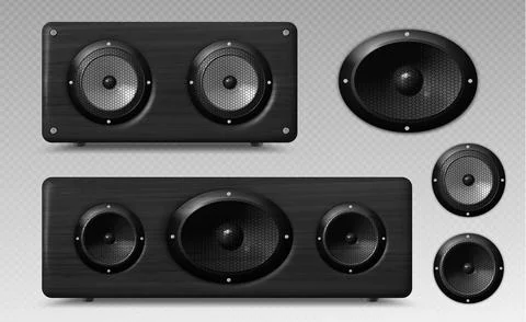 3D speaker realistic vector, music sound equipment Stock Illustration