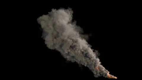 3D special effect, smoke from large flame with alpha channel. Large fire scene Vidéo 134357939