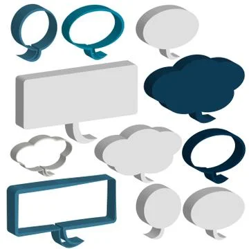 3D speech and thought bubbles on white background Stock Illustration