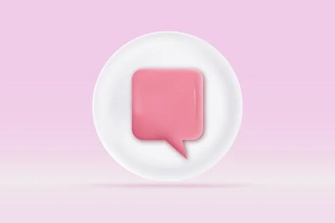 3d speech bubble with app symbol Isolated on light rose background. Realist.. Stock Illustration