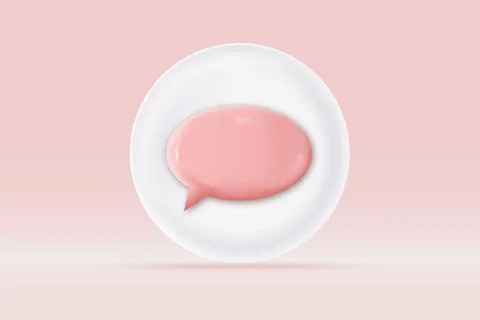 3d speech bubble with app symbol Isolated on light rose background. Realist.. Stock Illustration