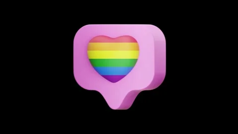 3D Speech Bubble Chat Icon with Colorful Rainbow Heart Inside. Stock Footage 340283537