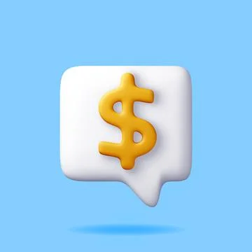 3D speech bubble with dollar sign icon 스톡 일러스트