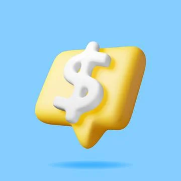 3D speech bubble with dollar sign icon Illustrazione stock