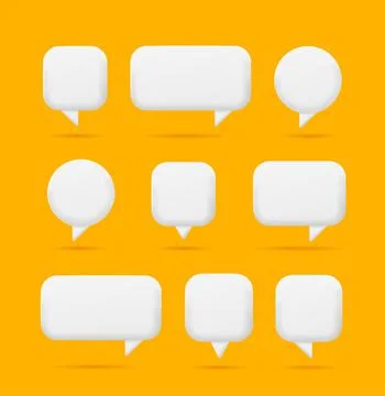 3d Speech Bubble Empty Template Mockup Set Cartoon Style. Vector Illustrazione stock