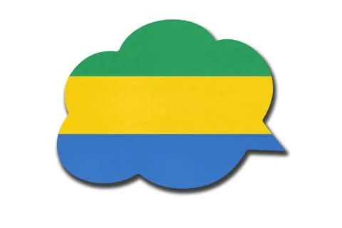3d speech bubble with Gabonese Republic national flag. Symbol of Gabon country. Illustrazione stock