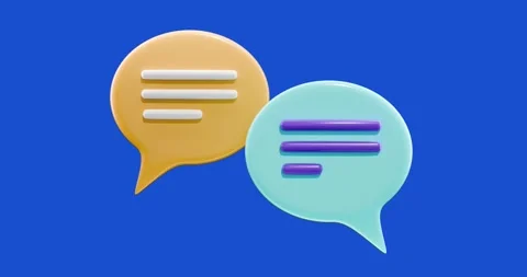 3d speech bubble icon on a blue background Stock Footage 284304564