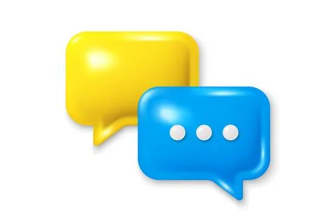 3d speech bubble icon. Chat comment with ellipsis icon. Blue talk message box Stock Illustration