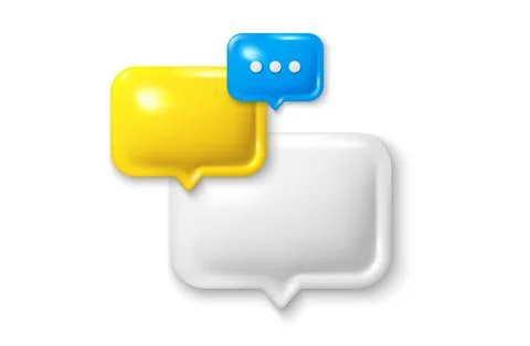 3d speech bubble icon. Chat comment with ellipsis icon. Talk message box. Social Stock Illustration