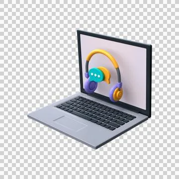 3D speech bubble icon. Concept of listening to music Stock Illustration