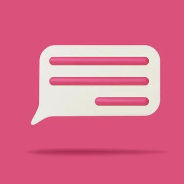 3d speech bubble icon. Social network communication, comment sign symbol Stock Illustration