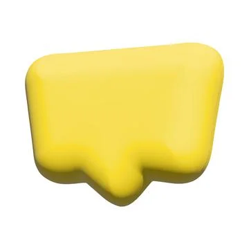 3d speech bubble icon. Yellow 3d speech bubble, dialog cloud and blank chat icon Stock Illustration
