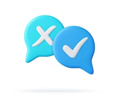 3d Speech Bubble Icons with Check Mark Stock-Illustration